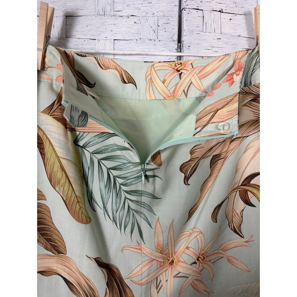 Tommy Bahama Womens Silk Tropical Floral Pencil Skirt Green Tan RN 86549 - Picture 3 of 11